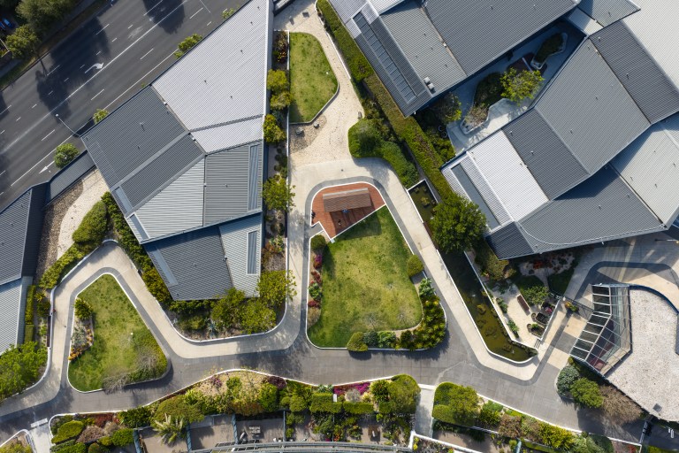 Aerial view of buildings and landscape in Glen Iris