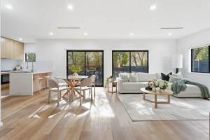 Light-filled open-plan architectural interior in Doncaster East