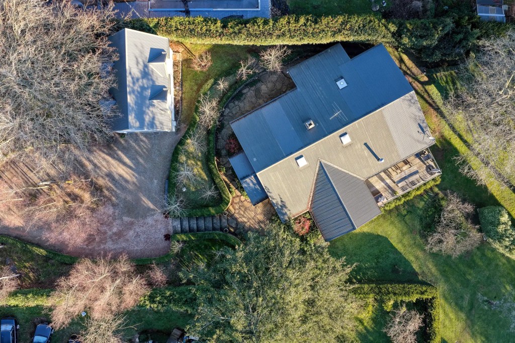 Drone view of architecture and landscape in Ferny Creek